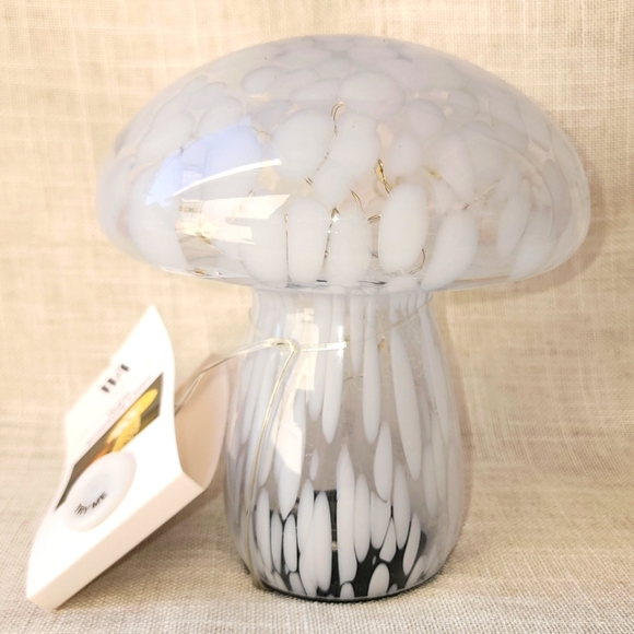 Elegant White and Gray Glass Mushroom Lamp - Picture 1 of 4